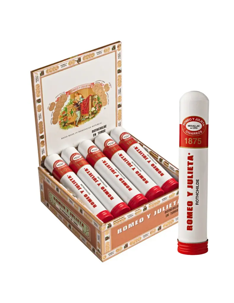 romeo-y-julieta-1875-rothschild-en-tubo-box-open-and-single.webp