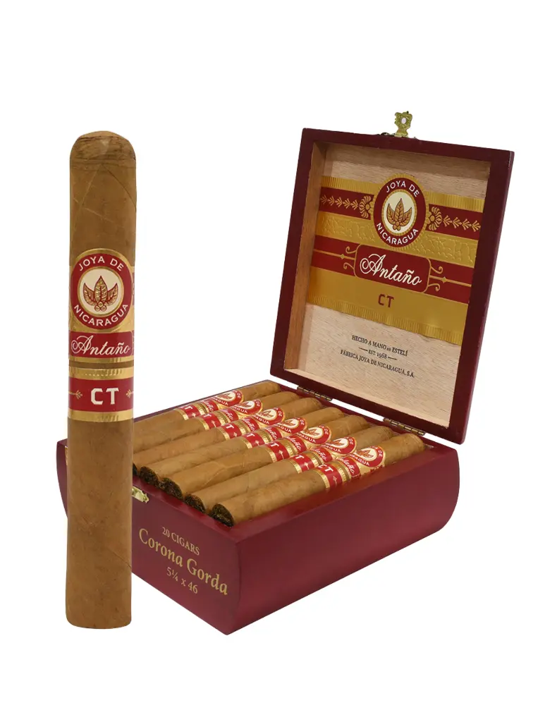 joya-de-nicaragua-antano-ct-corona-gorda-cigar-and-box-open.webp