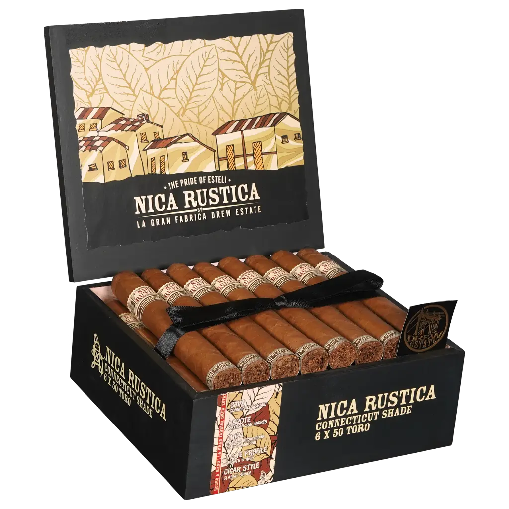 drew-estate-nica-rustica-connecticut-shade-toro-open-box.webp