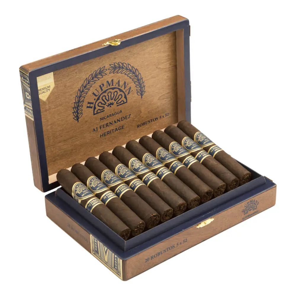 h-upmann-nicaragua-ajf-heritage-robusto-box-open.webp